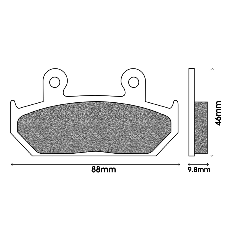 Plaquette de frein Newfren pour honda 600 VT c shadow 1988+1991 av, 125 CB TT 1990+ av, 650 XRV africa twin 1988+1990 av (l 46MM - h 88MM - p 9.8MM) (FD0105BT) (touring organique) - vue 2