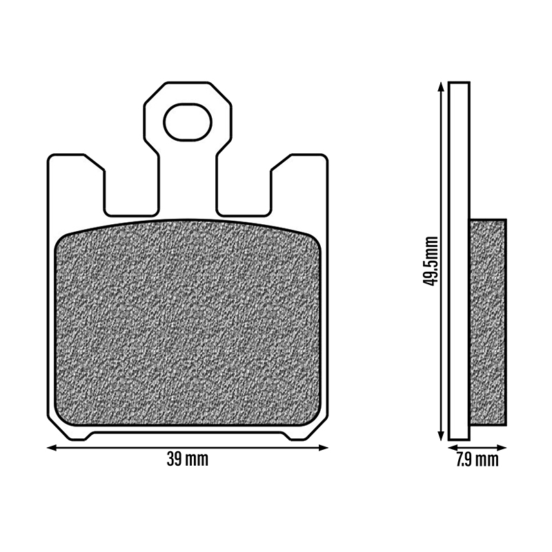 Plaquette de frein NEWFREN FD0352SP sport TT pro metal fritté (L 39 mm - H 49,5 mm - P 7,9 mm) - vue 2