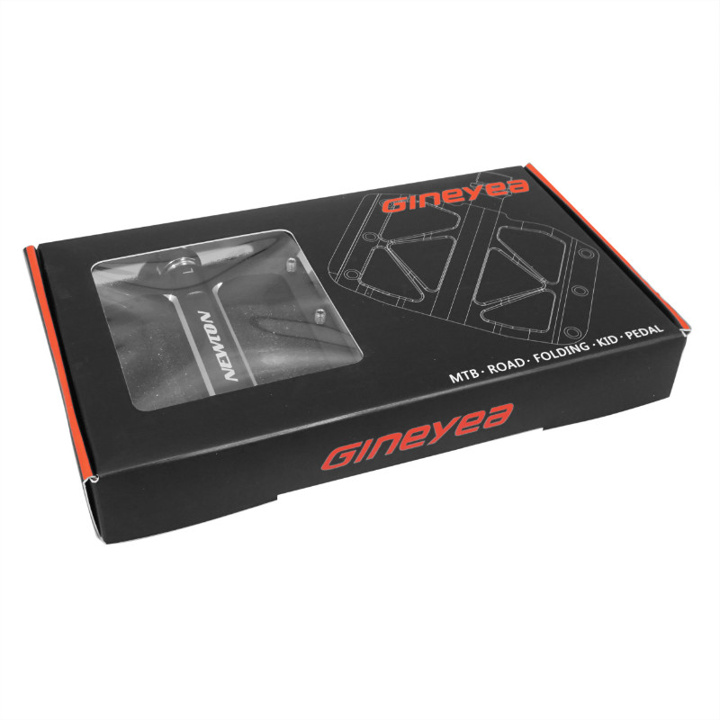 Pédales VTT plateforme descente Newton noir à roulements alu CNC filetage 9-16 avec picots argent (paire) 108x98 mm - vue 3