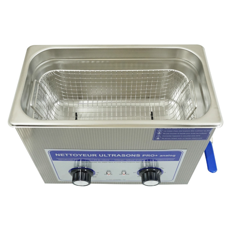 Nettoyeur-bac ultrasons professionnel analogique 6L 180 watts avec vanne de vidange (300x150x150mm) (qualite premium) - vue 2