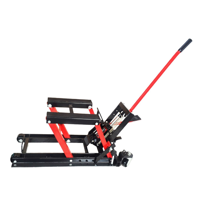 Leve-cric moto hydraulique capacite 680 KG (4 roulettes) hauteur maxi 37,5 CM hauteur mini 11 CM (600X310MM) - vue 3