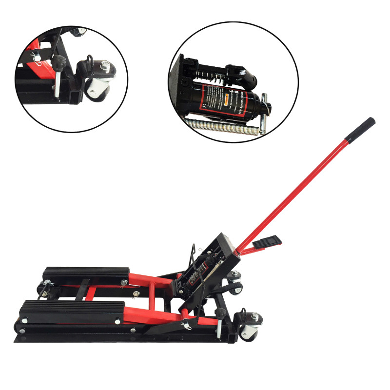 Leve-cric moto hydraulique capacite 680 KG (4 roulettes) hauteur maxi 37,5 CM hauteur mini 11 CM (600X310MM) - vue 4