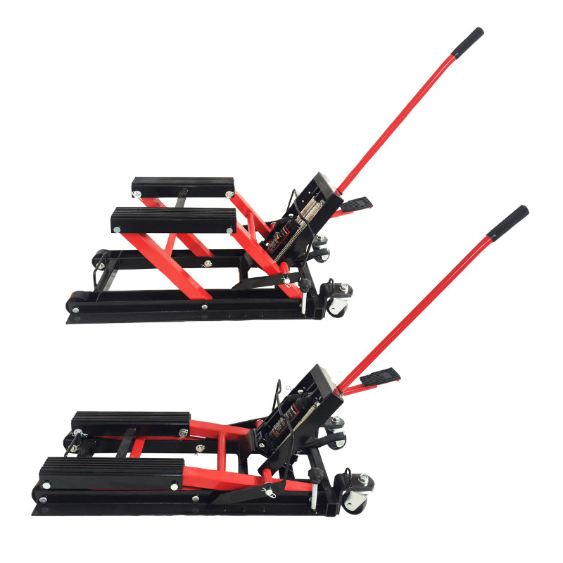 Leve-cric moto hydraulique capacite 680 KG (4 roulettes) hauteur maxi 37,5 CM hauteur mini 11 CM (600X310MM) - vue 7