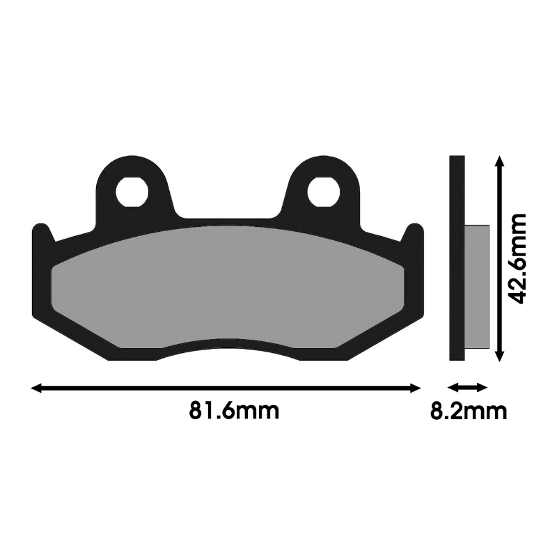 Plaquette de frein Polini pour suzuki 250 burgman, 400 burgman av (l 81.6MM - h 42.6MM - p 8.2MM) (174.0034-B) (original) - vue 2