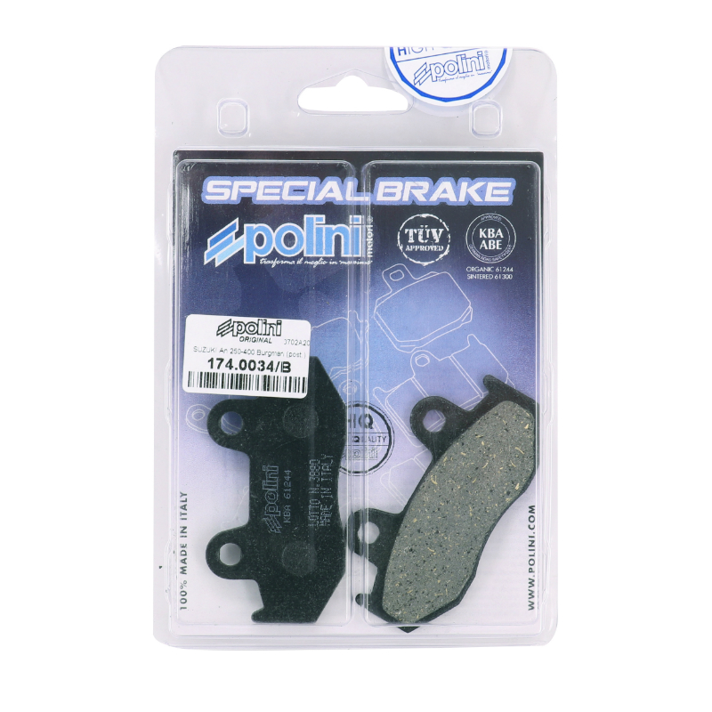 Plaquette de frein Polini pour suzuki 250 burgman, 400 burgman av (l 81.6MM - h 42.6MM - p 8.2MM) (174.0034-B) (original) - vue 3