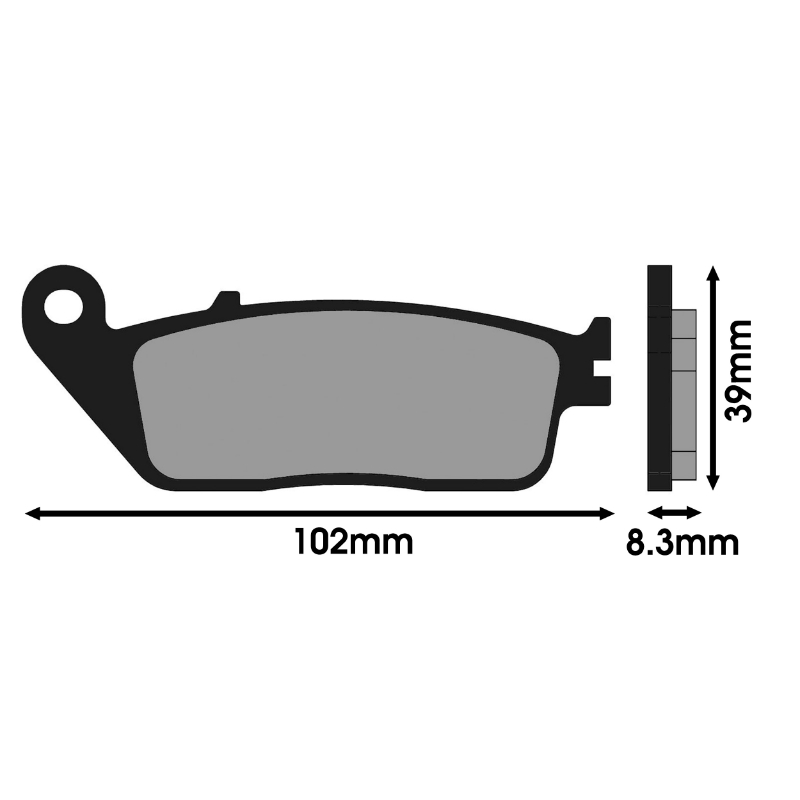 Plaquette de frein Polini pour kymco 250 people, 250 x-citing - peugeot 125 satelis, 400 geopolis, 125 django - BMW 600 c sport, 650 c GT (l 102MM - h 39MM - p 8.3MM) (174.0059) (original) - vue 2