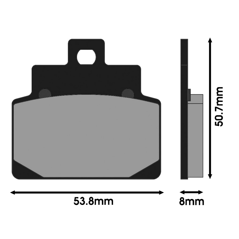 Plaquette de frein Polini pour aprilia 125 habana, 125 leonardo, 100 scarabeo, 125 SR, 125 mojito (l 53.8MM - h 50.7MM - p 8MM) (174.0028) (original) - vue 2