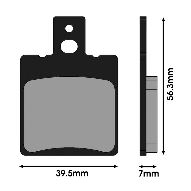 Plaquette de frein Polini pour beta 50 tempo, 50 quadra - gilera 125 RX - aprilia 125 AF1 futura, 50 RS, 50 SR (l 39.5MM - h 56.3MM - p 7MM) (174.2029) (metal fritte) - vue 2
