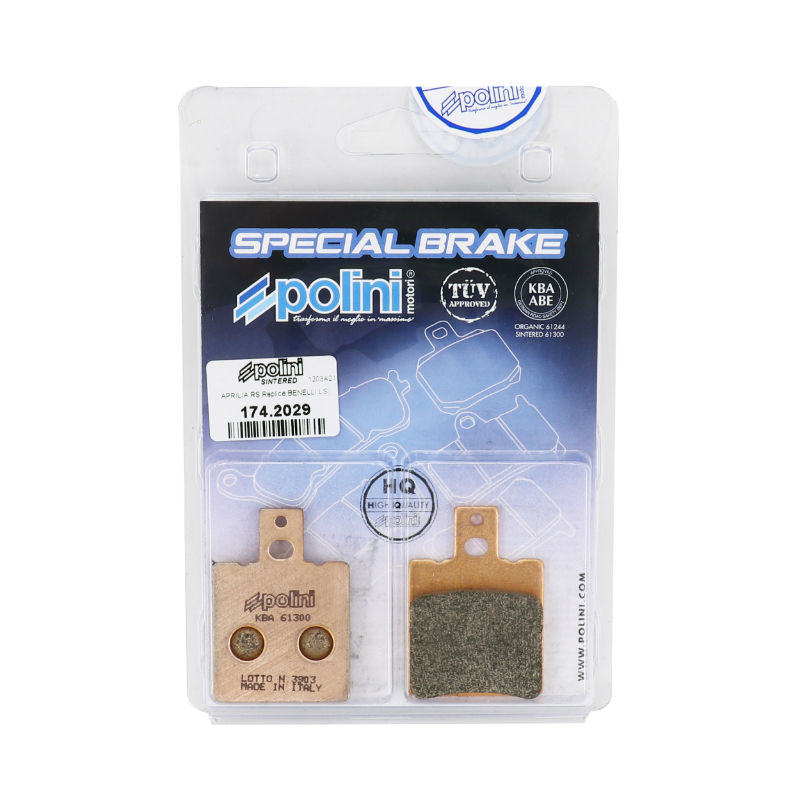 Plaquette de frein Polini pour beta 50 tempo, 50 quadra - gilera 125 RX - aprilia 125 AF1 futura, 50 RS, 50 SR (l 39.5MM - h 56.3MM - p 7MM) (174.2029) (metal fritte) - vue 3