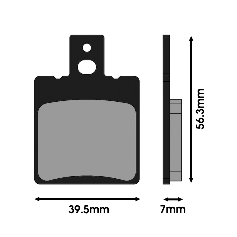 Plaquette de frein Polini pour beta 50 tempo, 50 quadra - gilera 125 RX - aprilia 125 AF1 futura, 50 RS, 50 SR (l 39.5MM - h 56.3MM - p 7MM) (174.0029) (original) - vue 2