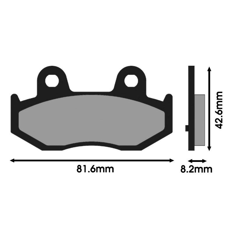 Plaquette de frein Polini pour Suzuki Burgman 250/400 arrière (L 81.6 mm - H 42.6 mm - P 8.2 mm) - 174.0047 - vue 2