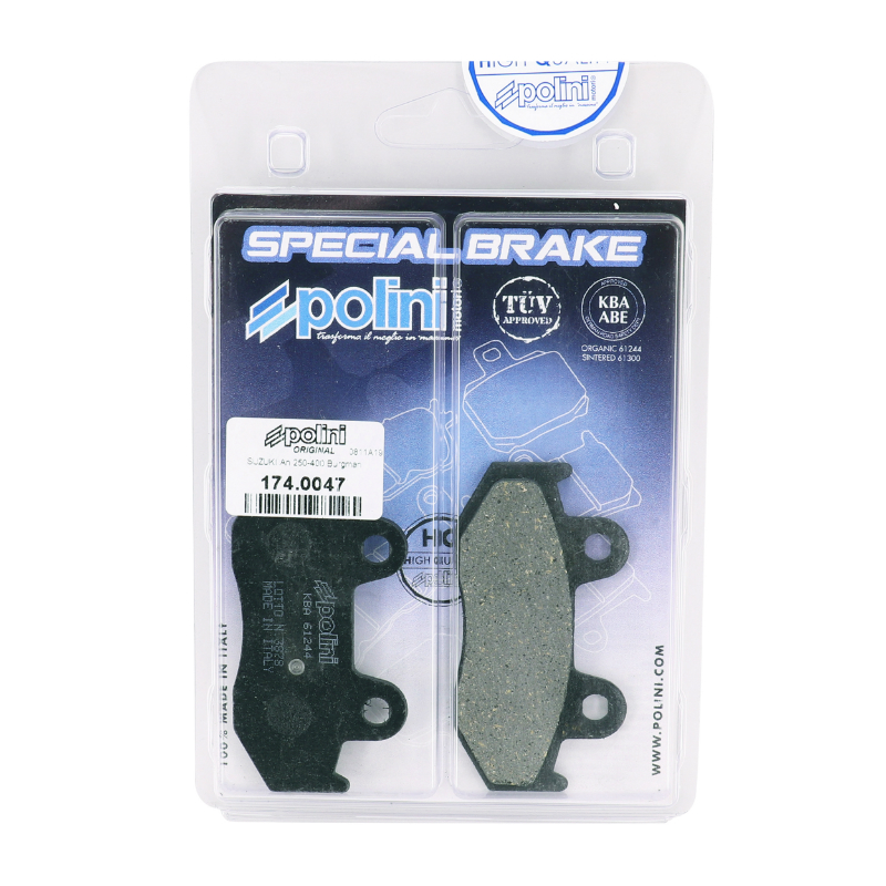 Plaquette de frein Polini pour Suzuki Burgman 250/400 arrière (L 81.6 mm - H 42.6 mm - P 8.2 mm) - 174.0047 - vue 3