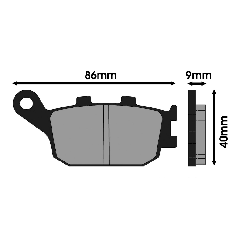 Plaquette de frein Polini pour honda 250 forza 2001+, 250 jazz, 250 reflex (l 86MM - h 40MM - p 9MM) (174.0072) (original) - vue 2