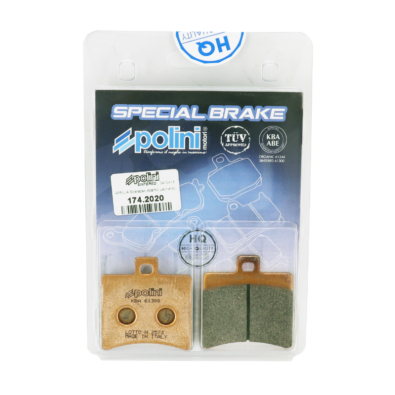 Plaquette de frein Polini pour peugeot 125 citystar r - derbi 125-250 rambla - benelli 250 velvet - aprilia 50 scarabeo ditech (l 50.8MM - h 53.5MM - p 9.3MM) (174.2020) (metal fritte) - vue 3