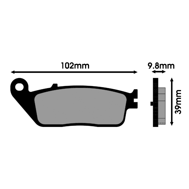 Plaquette de frein Polini pour kymco 500 xciting, 400 xciting 2012+2015, 400 xciting i 2018+ (l 102MM - h 39MM - p 9.8MM) (174.0140) (original) - vue 2