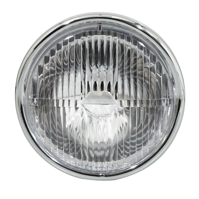 Phare-projecteur adaptable Peugeot-MBK rond diamètre 140 mm noir avec casquette chromée BA20D - vue 2