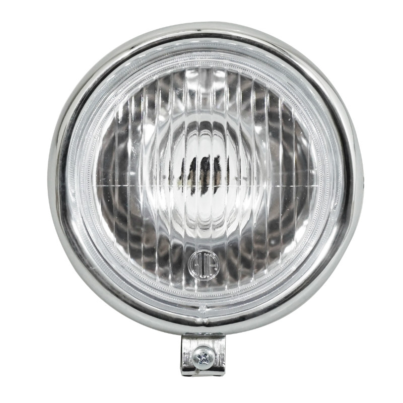 Phare-projecteur cyclo adaptable Peugeot-MBK rond diamètre 135 mm noir avec casquette chromée BA20D - vue 2