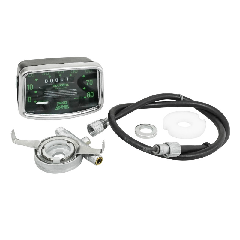 Compteur cyclo Transval 80 km/h pour MBK Motobécane 88, 89 avec démultiplicateur et transmission - vue 2