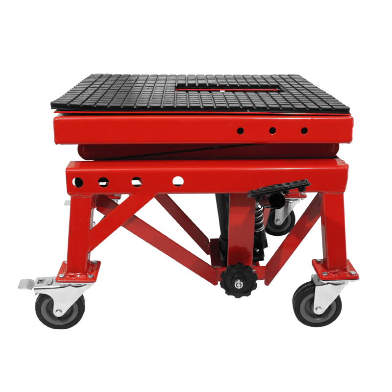 Leve-pont moto-trottinette P2R hydraulique a colonne sur roulettes hauteur mini 38CM maxi 95CM acier rouge - vue 2