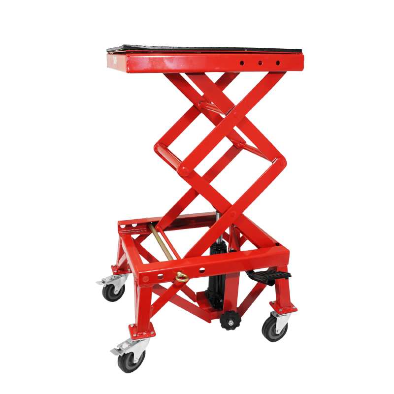 Leve-pont moto-trottinette P2R hydraulique a colonne sur roulettes hauteur mini 38CM maxi 95CM acier rouge - vue 6