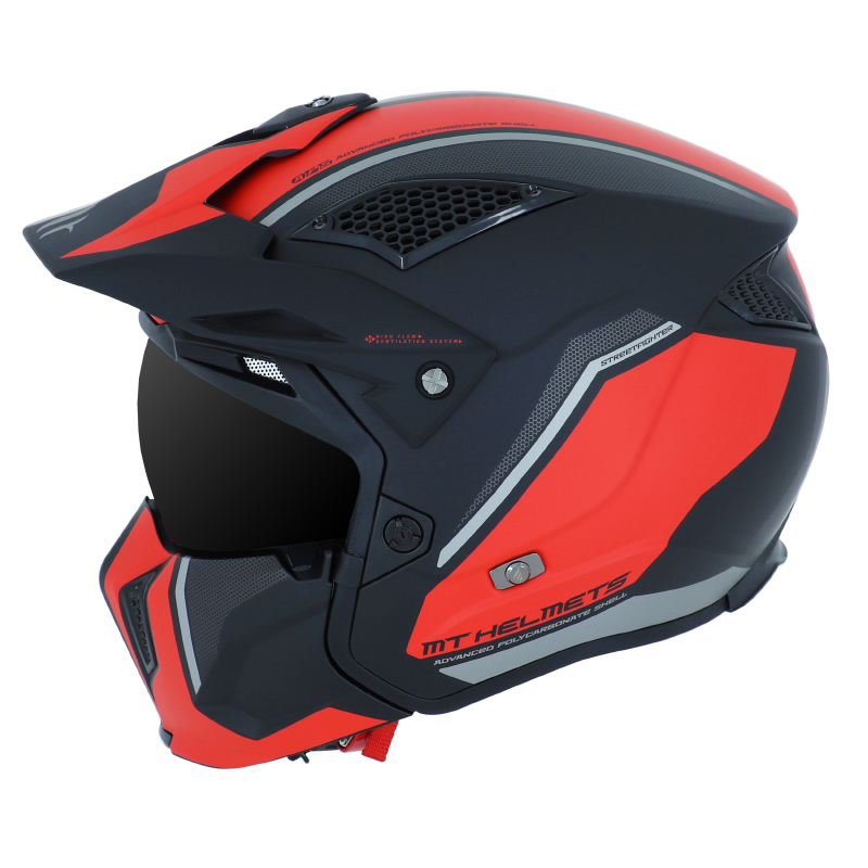 Casque MT Helmets Streetfighter SV Twin noir-rouge mat S avec écran transformable et mentonnière amovible - vue 2