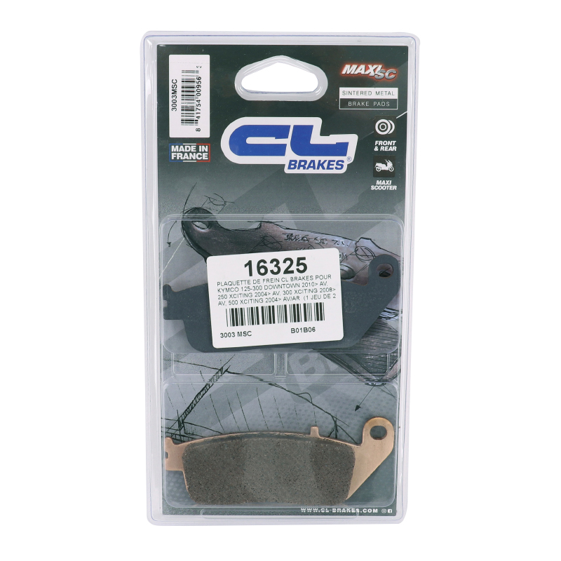 Plaquette de frein CL Brakes pour Kymco 125-300 Downtown 2010+, 250-500 Xciting 2004-2008+, 125 Dink Street 2009+ (1 jeu de 2 plaquettes) - 3003 MSC - vue 3