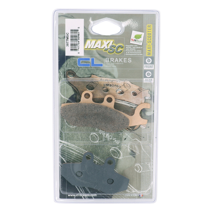 Plaquette de frein CL Brakes Piaggio MP3 250-300-500 arrière / X-Evo 125 arrière / X9 Evolution 125-250 avant droit / X8 400 avant droit 2006+ (3077 MSC) - vue 3