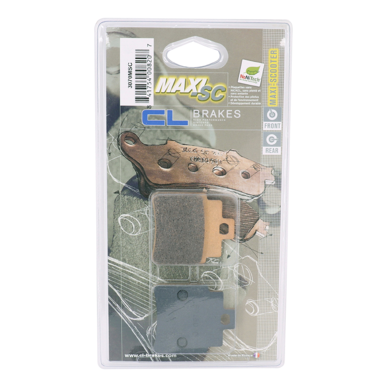 Plaquette de frein CL Brakes pour SYM 125 GTS Evo 2010-2014 AV, 250 Joymax AV, 300 Joymax AV, Kymco 250 Grand Dink AV (1 jeu de 2 plaquettes) - 3070 MSC - vue 3