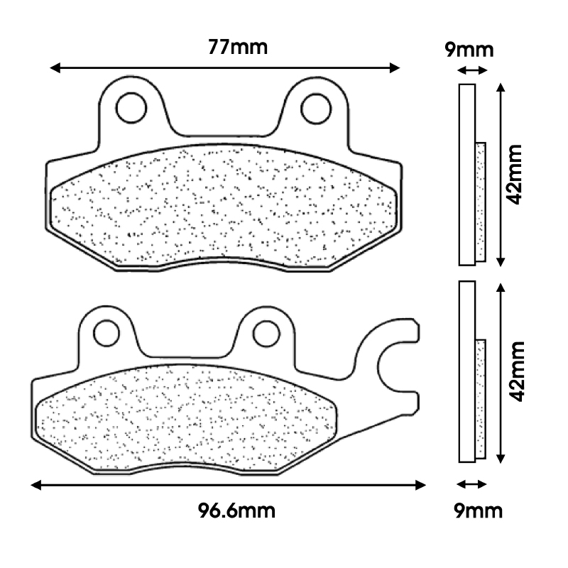 Plaquettes de frein CL Brakes pour Kymco 125 Dink 1996+ Av-Ar, Grand Dink 2002+ Av-Ar, B&W 1999+ Av-Ar, Movie 1999+ Av, 250 B&W 2001+ Av-Ar, People 2003+ Av (3062 MSC) - vue 2