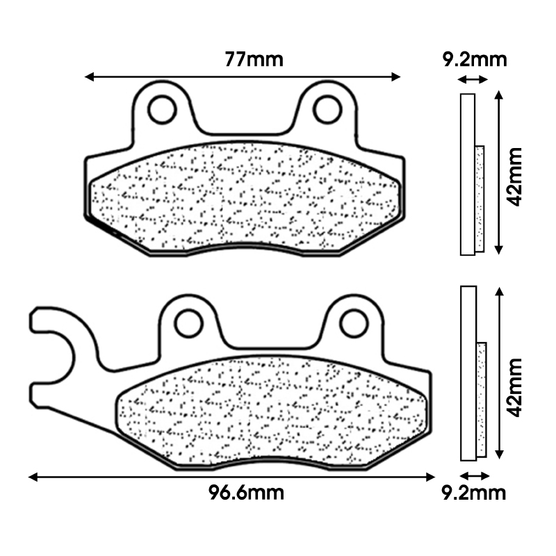 Plaquette de frein CL Brakes pour Peugeot 125 Geopolis, Satelis, Vivacity - Kymco 50 Agility, 125 Agility (1 jeu de 2 plaquettes) (3078MSC) - vue 2
