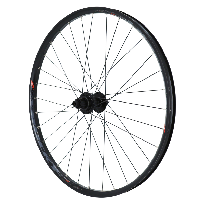 Roue VTT disque 27,5" Trucky 30 Boost Tubeless Ready arrière Centerlock noir moyeu Shimano TC500 cassette Microspline 12V axe traversant 12-148 jante 30C 32 rayons VELOX