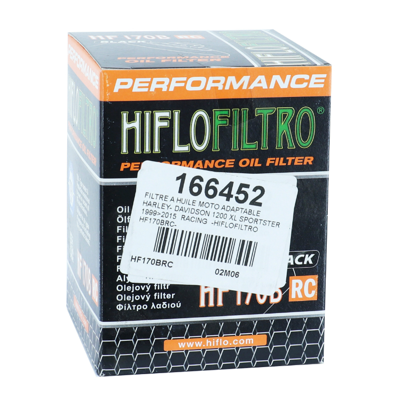 Filtre a huile moto adaptable harley- davidson 1200 XL sportster 1999+2015 (OEM: 63796-77 - 63805-80A - 63806-83) racing -Hiflofiltro HF170BRC - vue 3