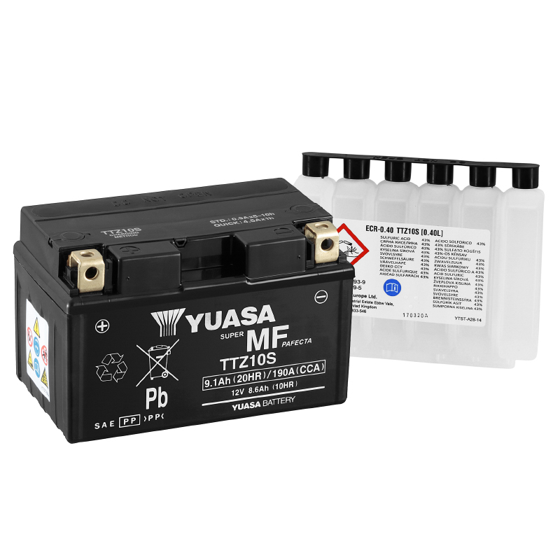 Batterie 12V 8,6 ah TTZ10S Yuasa MF sans entretien livree avec pack acide (lg150xl87xh93mm) - vue 2