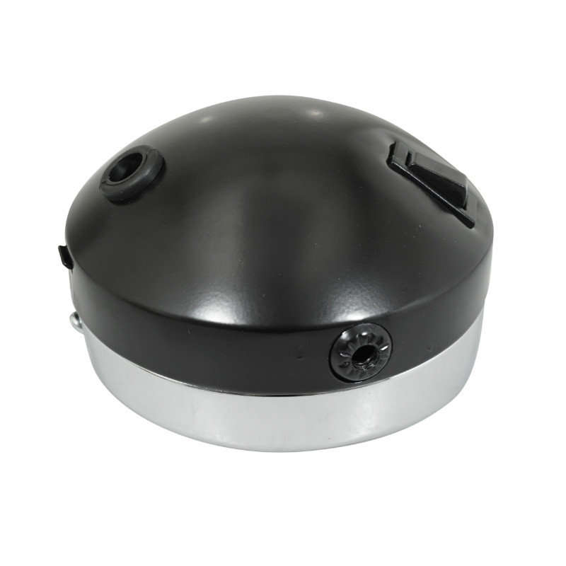 Phare-projecteur cyclo avant noir avec interrupteur diam 140 mm casquette chrome BA20D universel - vue 3