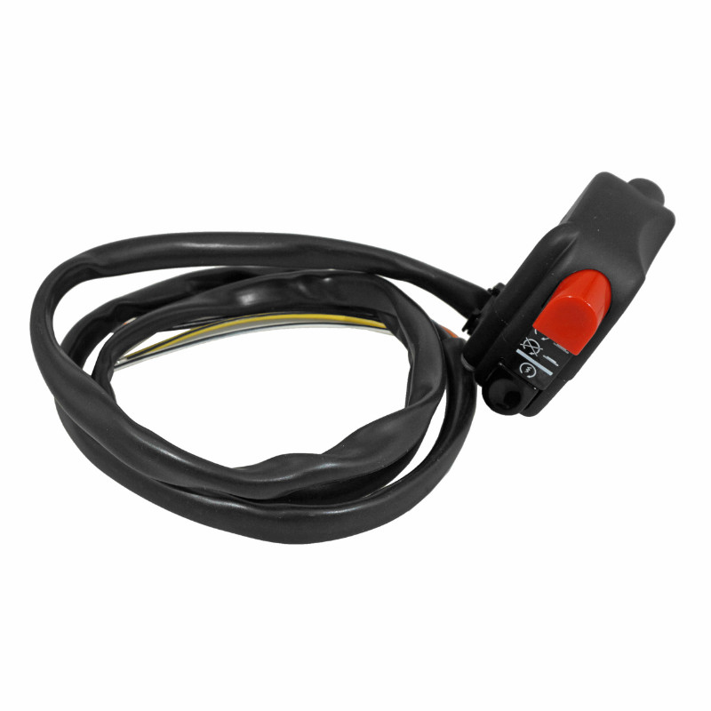 Commodo-commutateur coupe-contact moto universel droit avec fil 1M noir DOMINO - vue 2