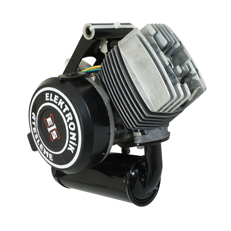 Moteur cyclo adaptable Peugeot 103 Vogue type origine avec échappement et cache allumage - vue 3