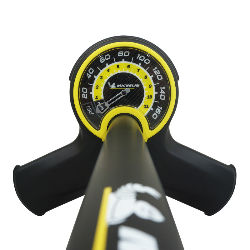 Pompe à pied Michelin acier noir avec manomètre 11 bars raccord switch VP-VS - vue 2