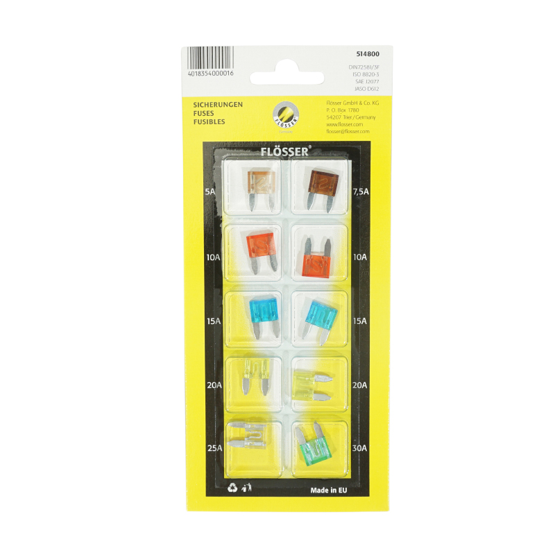 Fusible plat enfichable miniature 5-7,5-10-15-20-25-30A assortiment sachet de 10 FLOSSER - vue 3