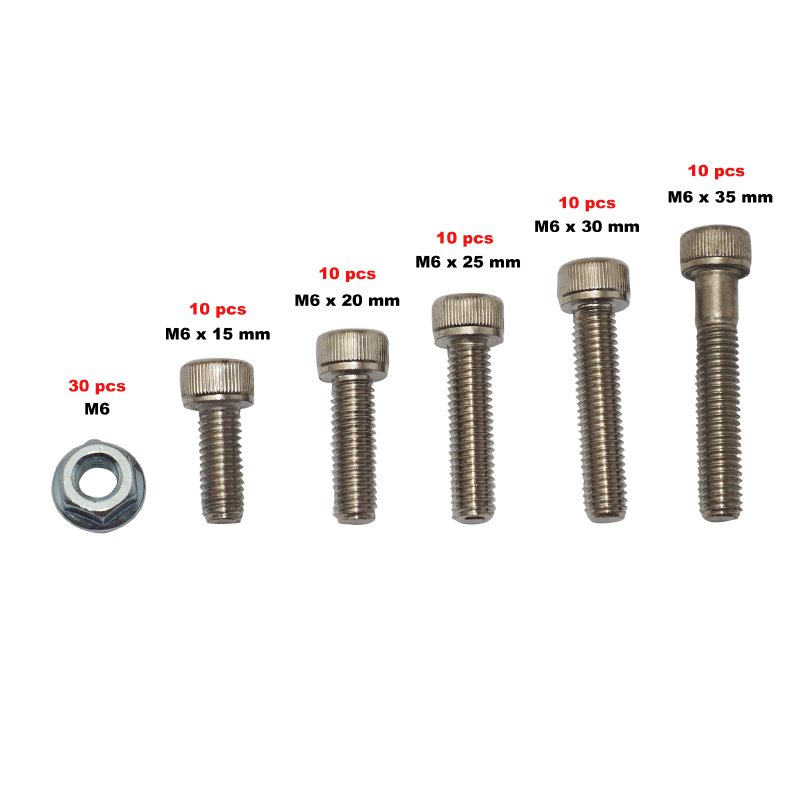 Vis CHC 6 pans creux M6 x 15-20-25-30-35 mm + écrou M6 assortiment Sélection P2R - vue 2