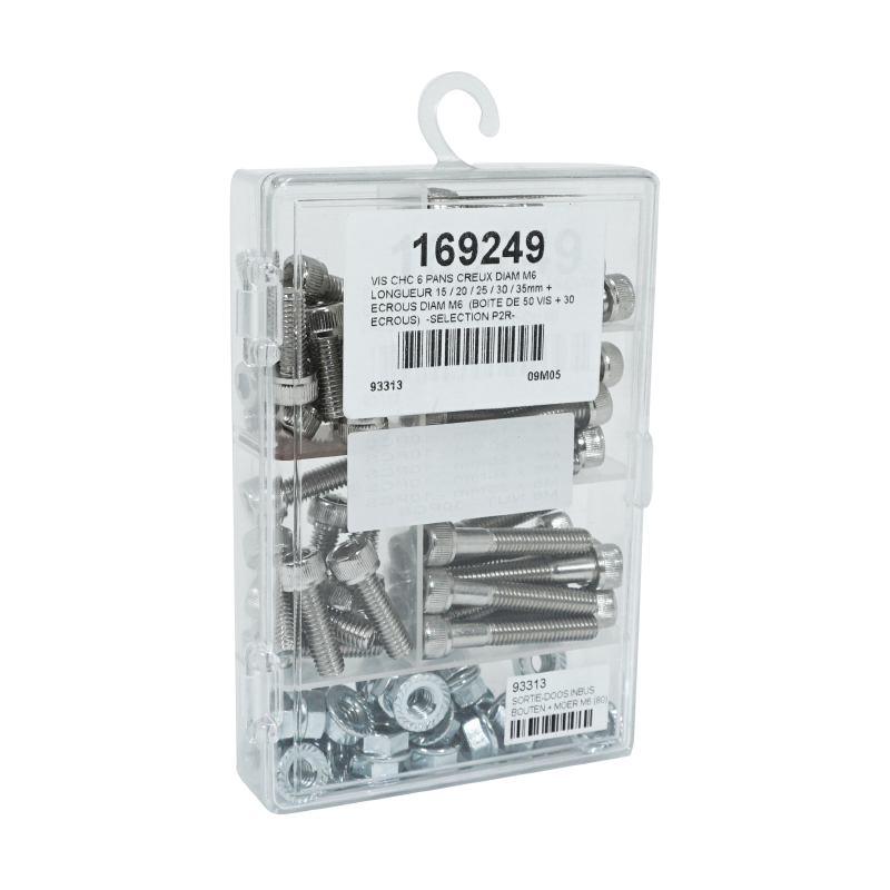 Vis CHC 6 pans creux M6 x 15-20-25-30-35 mm + écrou M6 assortiment Sélection P2R - vue 3