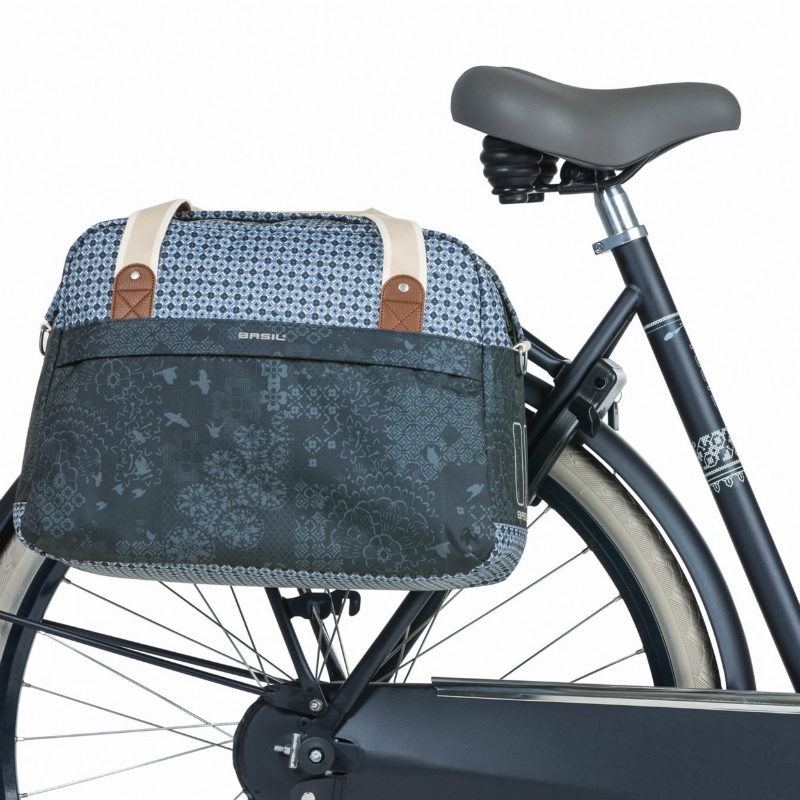 Sac à main vélo Basil Bohème 18L bleu indigo fixation hook-on 44x17x31cm - vue 6