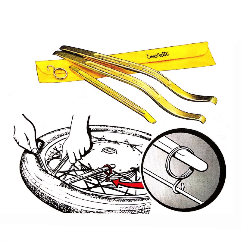 Démonte-pneu moto professionnel 350 mm + 240 mm avec crochet Buzzetti (lot de 3) - vue 2