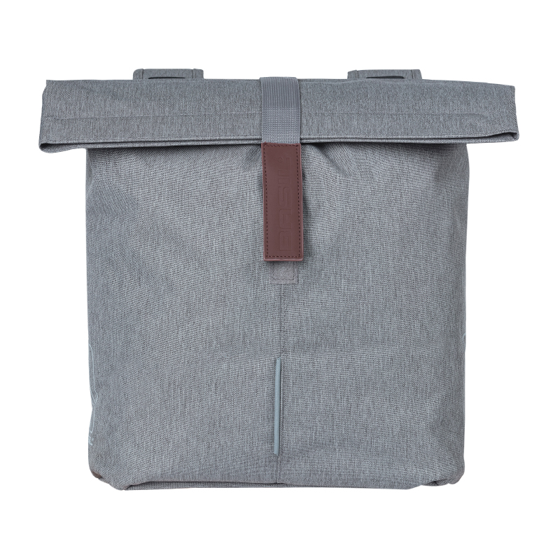 Sacoche arrière vélo double Basil City gris clair 28-32L fixation velcros sur porte-bagages (30x18x49cm) fermeture pliante anti-pluie - vue 2