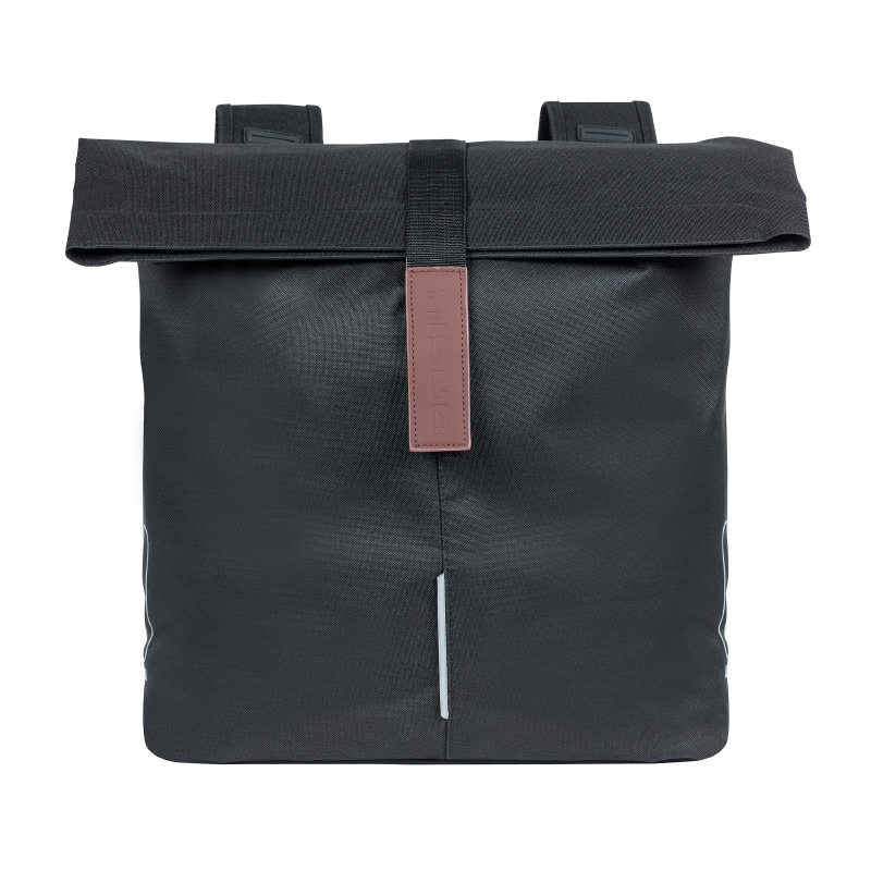 Sacoche arriere velo double Basil city noir 28-32L fixation velcros sur porte bagage (30X18X49CM) fermeture pliant anti-pluie - vue 2