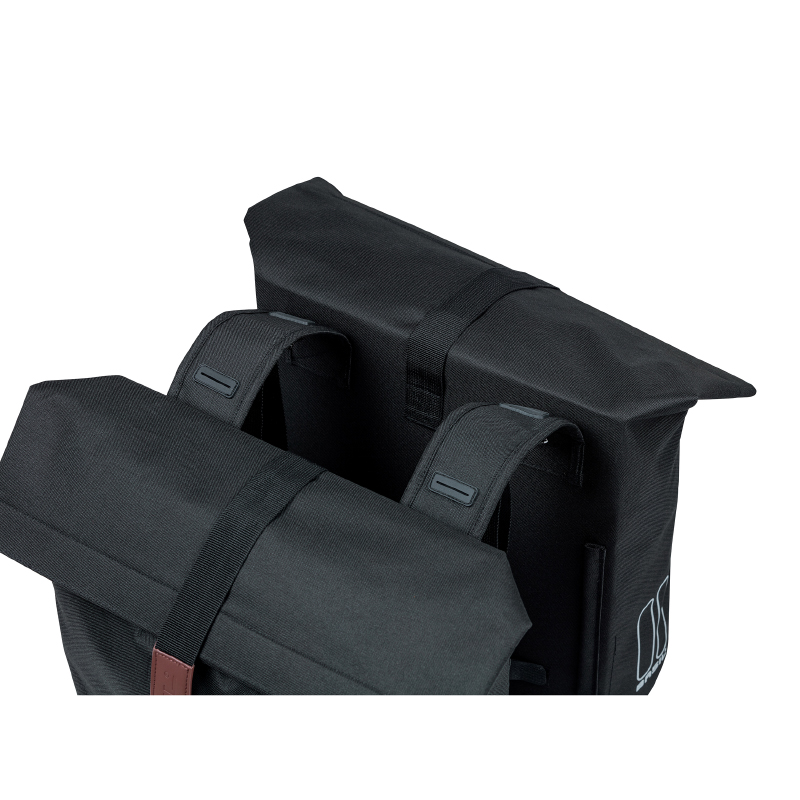 Sacoche arriere velo double Basil city noir 28-32L fixation velcros sur porte bagage (30X18X49CM) fermeture pliant anti-pluie - vue 3