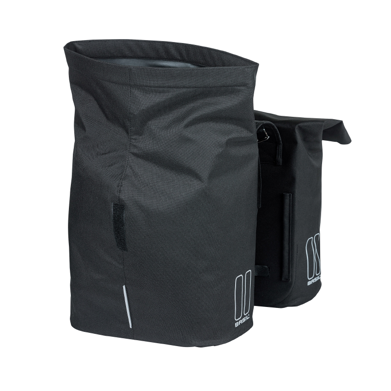Sacoche arriere velo double Basil city noir 28-32L fixation velcros sur porte bagage (30X18X49CM) fermeture pliant anti-pluie - vue 4