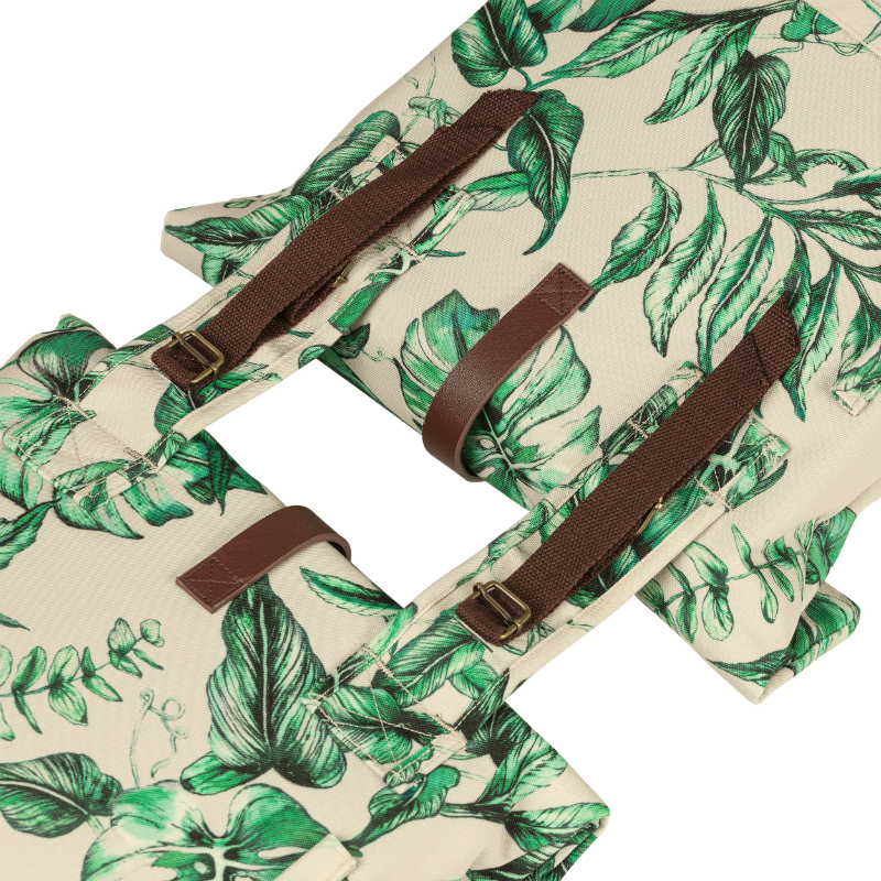 Sacoche arriere velo double Basil evergreen 28-38L beige avec courroie cuir fixation velcros sur porte bagage (28X16X35CM) - vue 4
