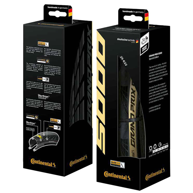Pneu route 700 x 25 Continental grand prix 5000 noir flanc creme TS (25-622) -GP5000 - vue 3