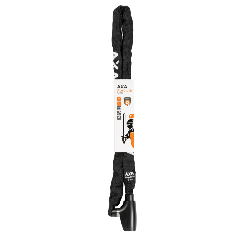 Antivol velo chaine a cle Axa absolute diam 5 MM L1.10M noir - securite niveau 7-15 - vue 2