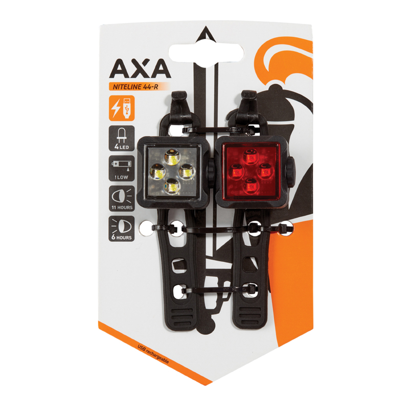 Kit éclairage vélo USB AXA Nite Line 44 noir avant + arrière - vue 5